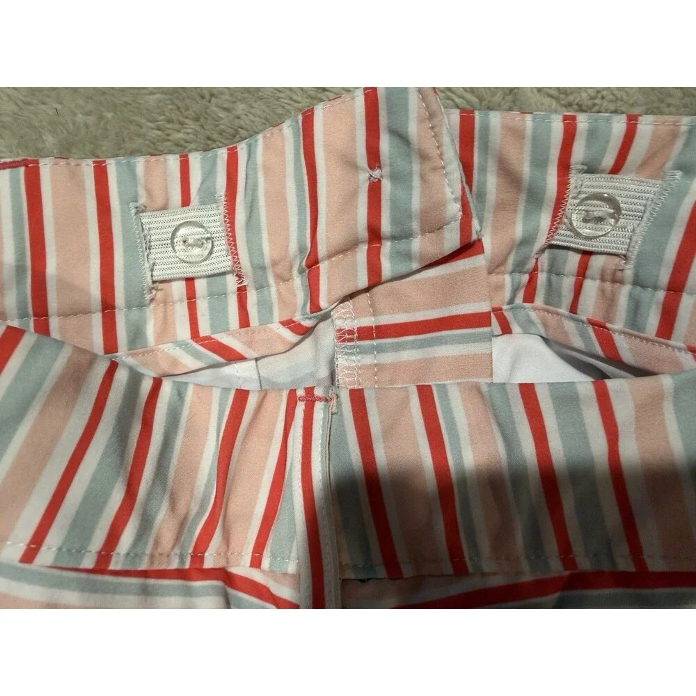 Turtles & Tees Girls Striped Golf Adjustable Waist Shorts Size Large 10-12